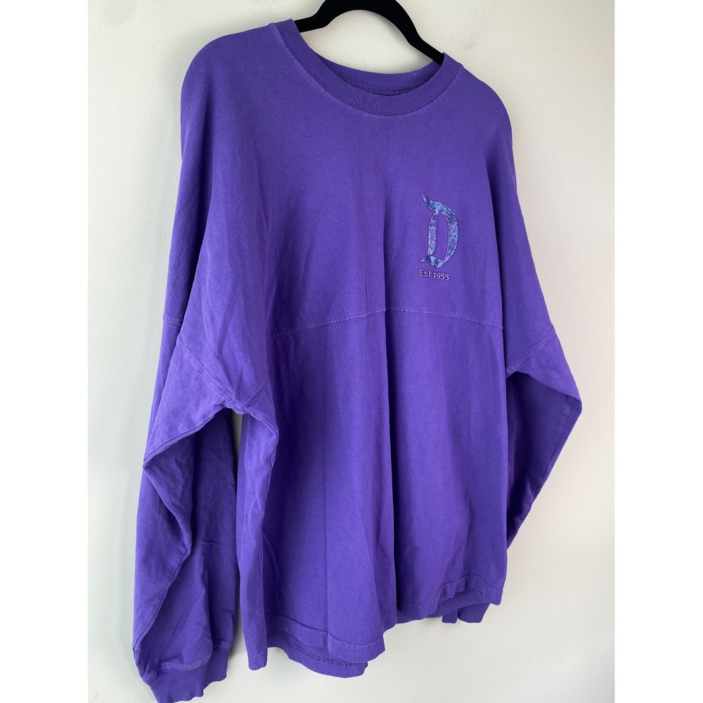 Disney Park Spirit Jersey M Purple Disneyland Resort Sparkle Puff Paint Spellout - Picture 3 of 9